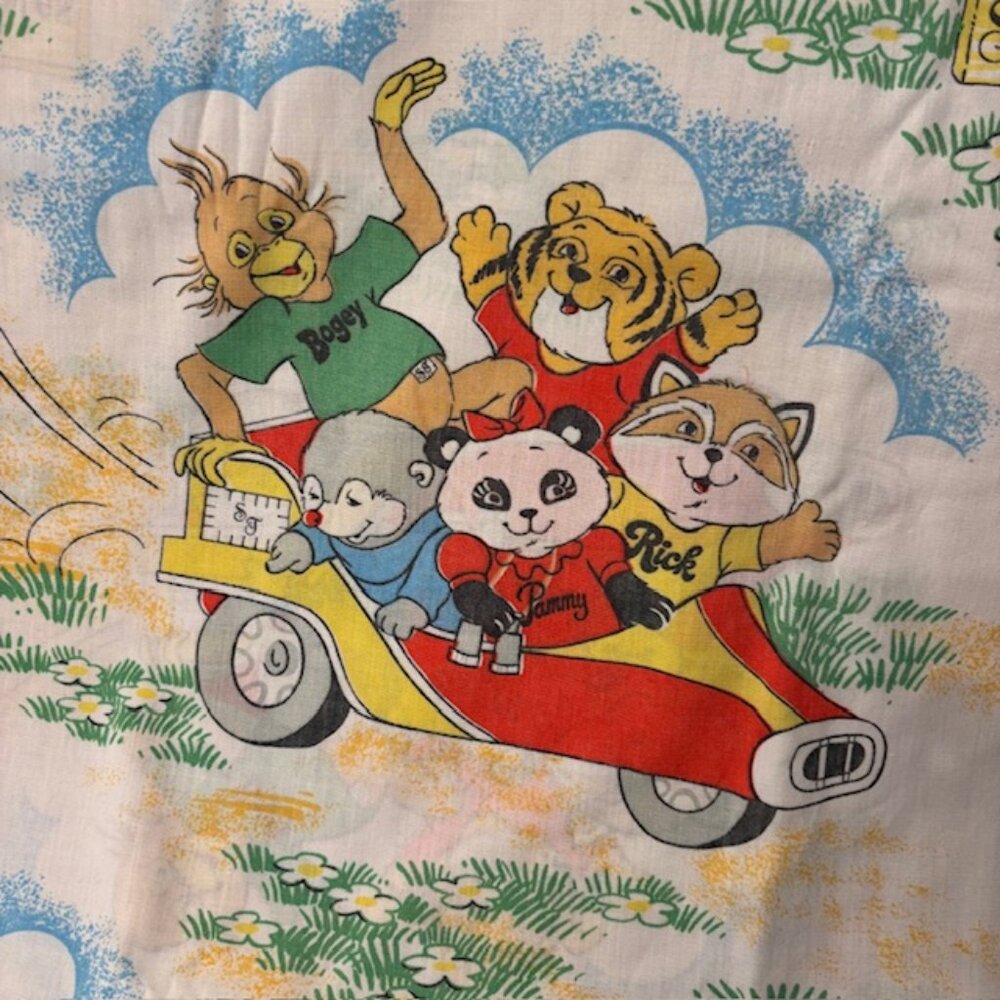 VTG Shirt Tales 1980's Cartoon Twin Size Bed Top Flat Sheet Hallmark Dan River